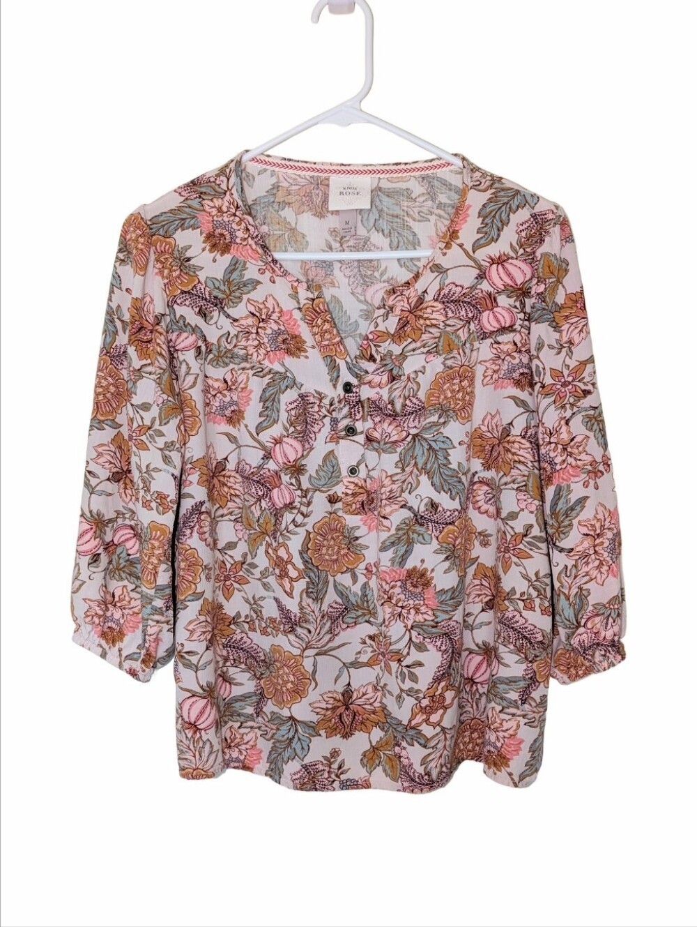 Knox Rose Floral Henley Blouse